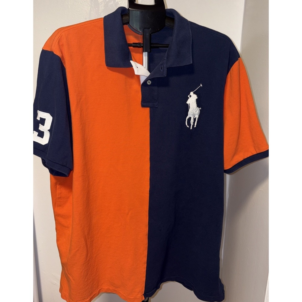 Polo Ralph Lauren Big Pony Polo Classic Fit Colorblock Cotton XXL Navy/Orange